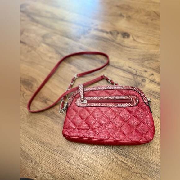 Vintage Sharif Red Quilted Crossbody Bag Chain Strap Leather Luxe Small Purse - Picture 6 of 10